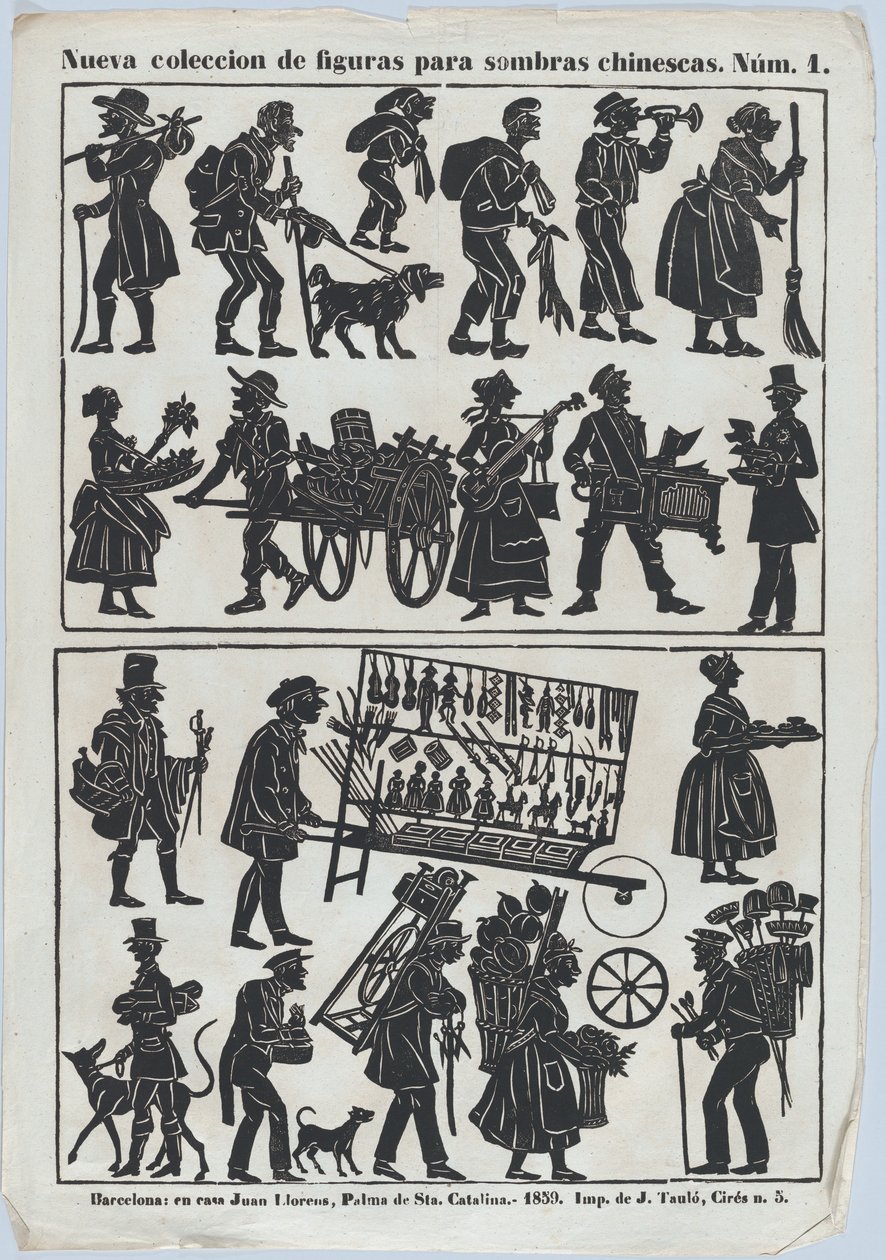 List 1 figurek pro čínské stínové loutky, 1859. od Juan Llorens