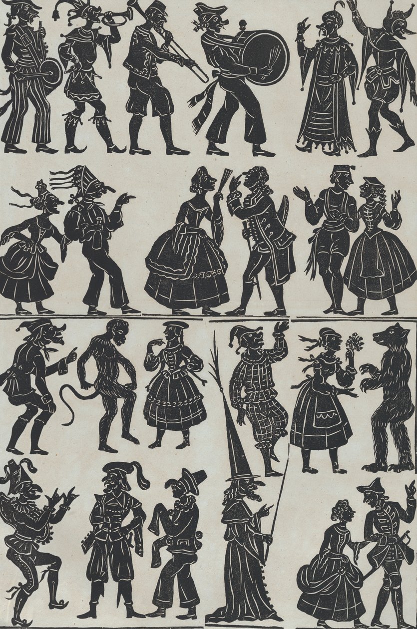 List 7 figurek pro čínské stínové loutky, 1859. od Juan Llorens