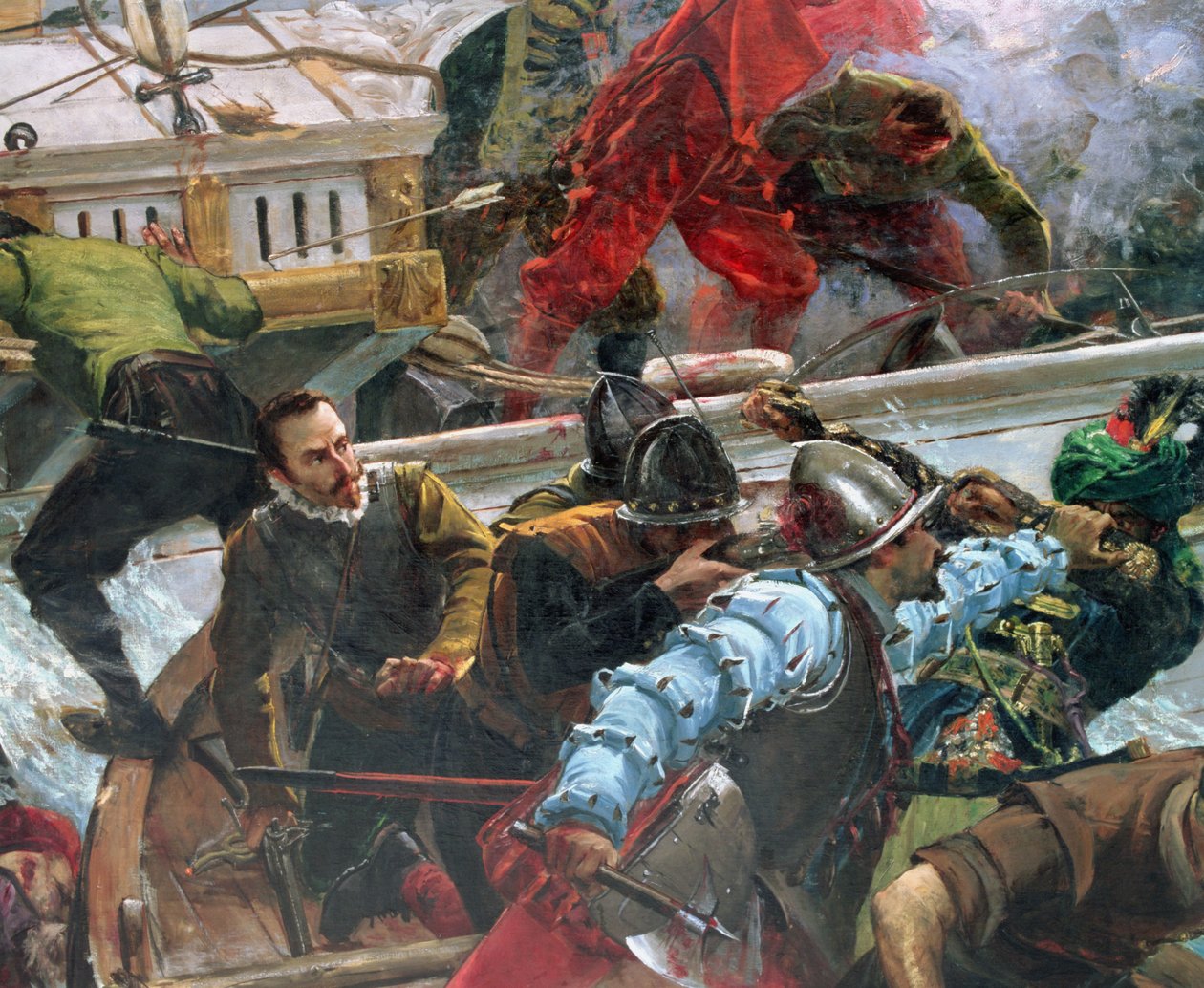 Bitva u Lepanta z roku 1571, detail vojáků od Juan Luna y Novicio