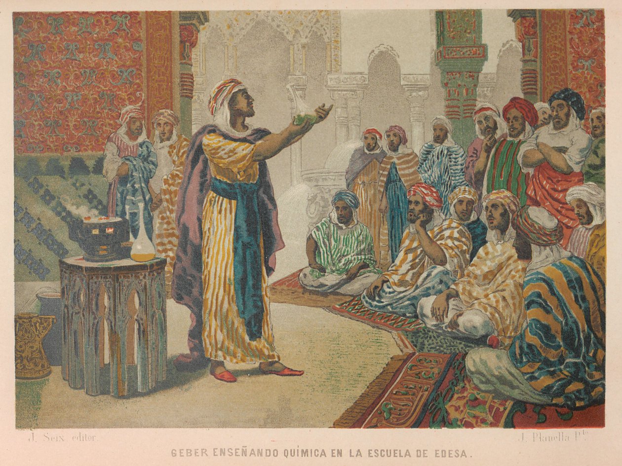 Geber vyučoval chemii na škole v Edesse, 1879. od Juan Planella y Rodríguez