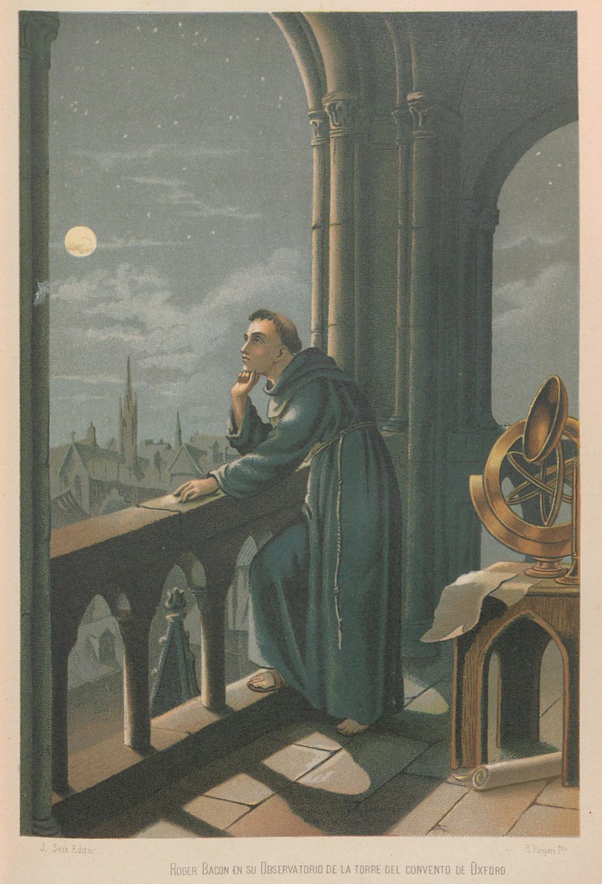 Roger Bacon. Z: Věda a její muži, 1879. od Juan Planella y Rodríguez