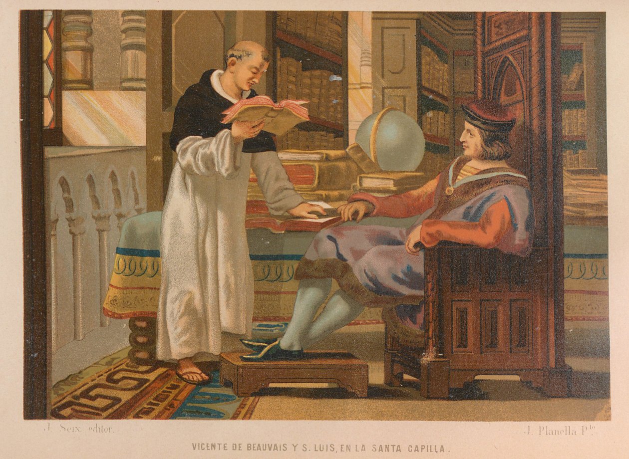 Vincent z Beauvais a Saint Louis. Od: La ciencia y sus hombres, 1879. od Juan Planella y Rodríguez