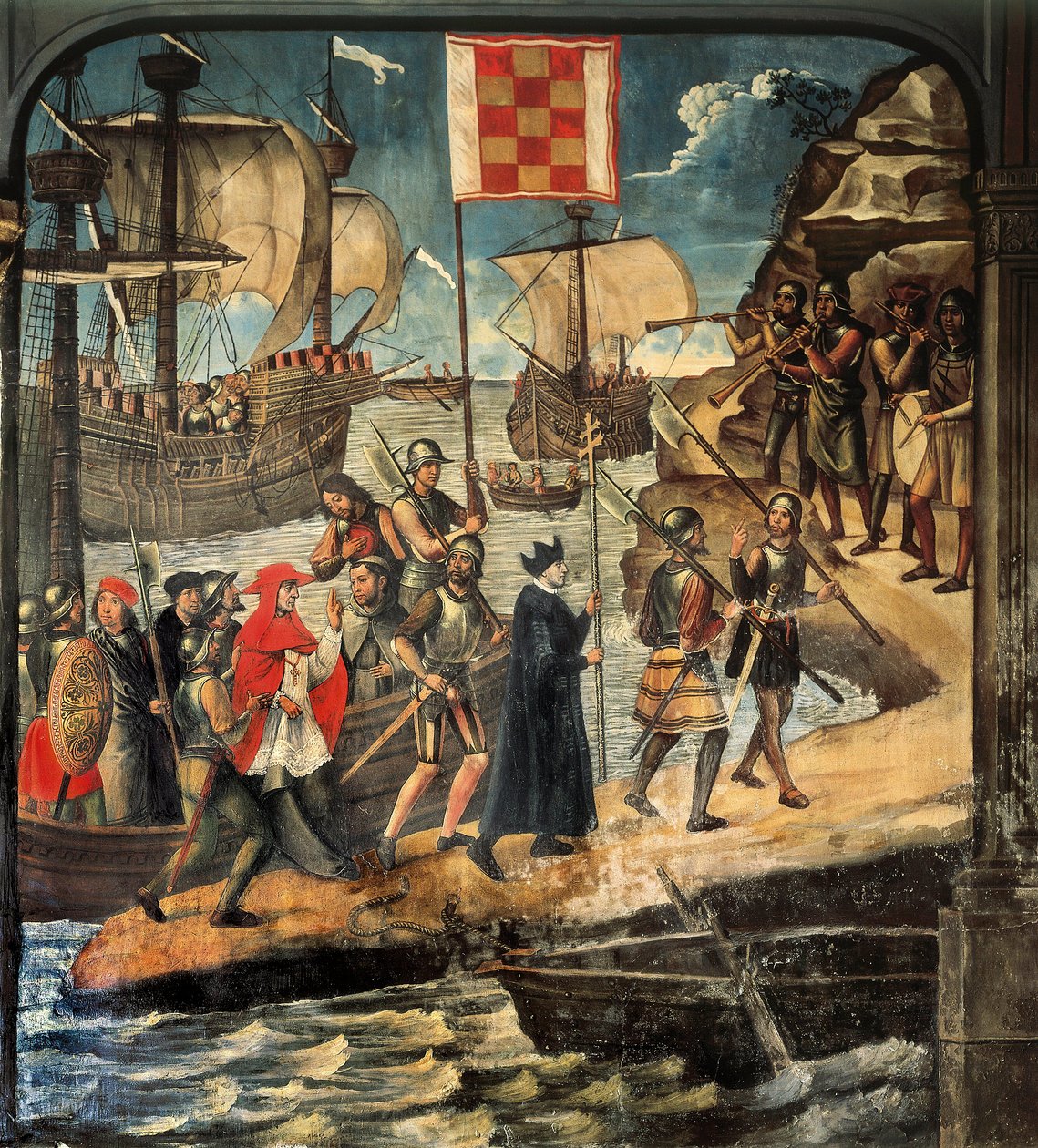 Kardinál Cisneros přistání v Oran, c. 1514 (freska) od Juan de Borgoña