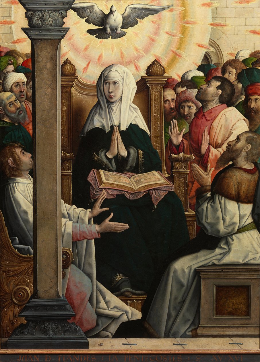 ""Pentecota"" (letnice) Malba Juana de Flandes (verze 1465-1519) 1514-1519 Rozměr 110x84 cm Museo del Prado, Madrid od Juan de Flandes