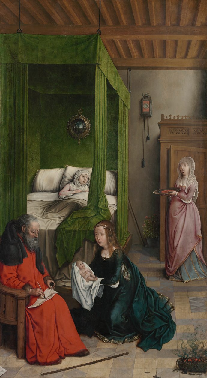 Narození a pojmenování Jana Křtitele, 1496-99. od Juan de Flandes