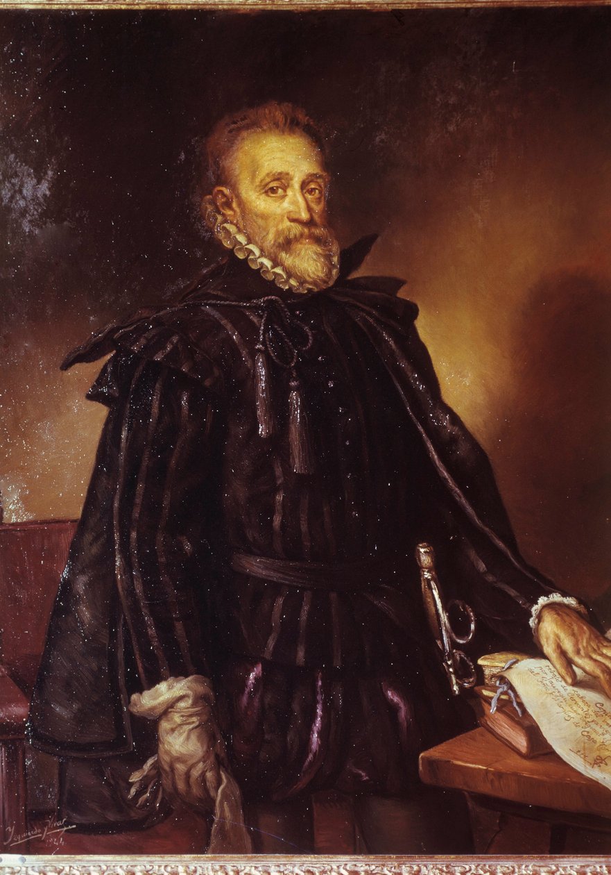 Portrét Miguela de Cervantese (1547-1616) španělského spisovatele Miguela Cervantese de Saavedra. Obraz připisovaný Juanu de Jauregui (1583-1641) od Juan de Jauregui y Aguilar