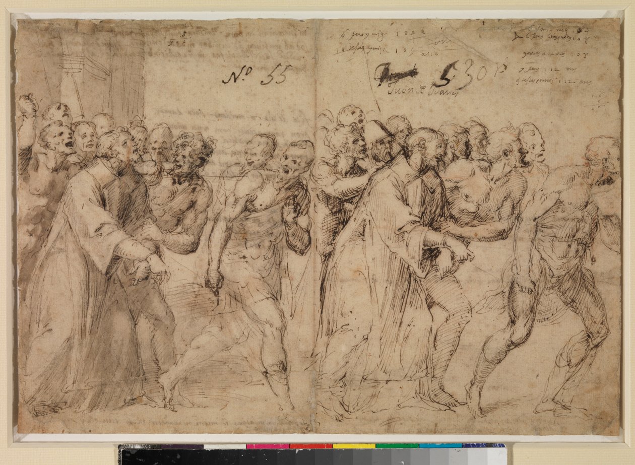 Dvě studie k filmu „Svatý Štěpán byl veden k mučednické smrti“ (přímo), 1556 od Juan de Juanes