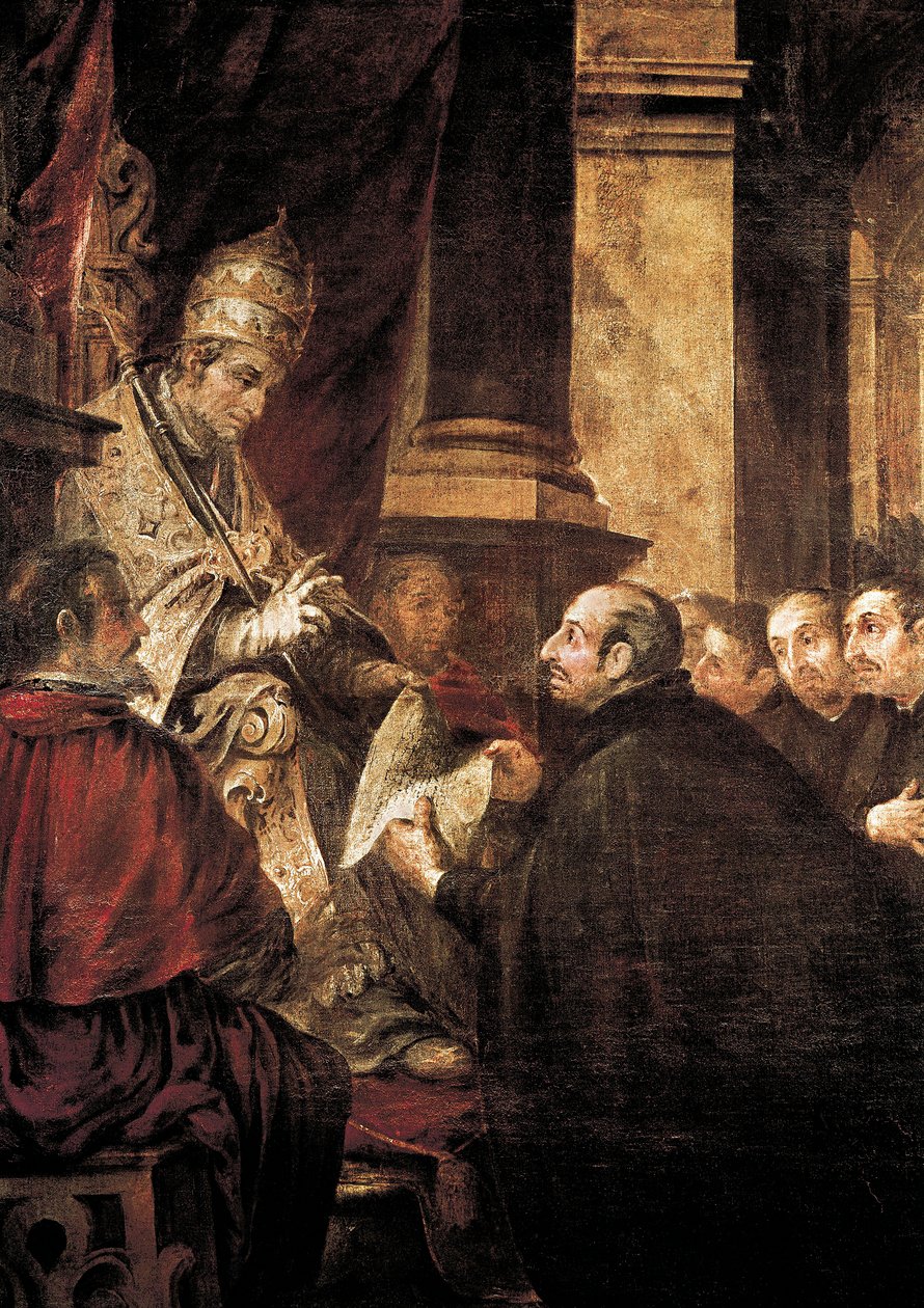 Svatý Ignác z Loyoly Přijímá bulu řádu jezuitů od papeže Pavla III., obraz Juan de Valdes Leal od Juan de Valdes Leal