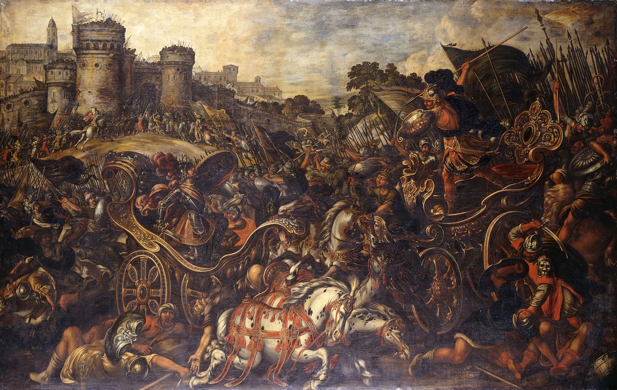 Achilles čelí Hectorovi před Trójou, od Juan de la Corte