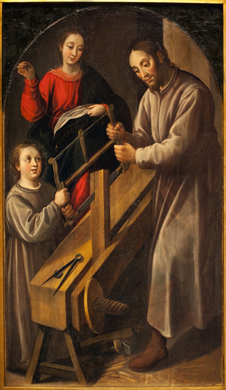 Nazaretská dílna. Obraz Juan del Castillo (asi 1590-1658), olej na plátně, asi 1634-1636. Muzeum výtvarných umění v Seville, Španělsko. od Juan del Castillo