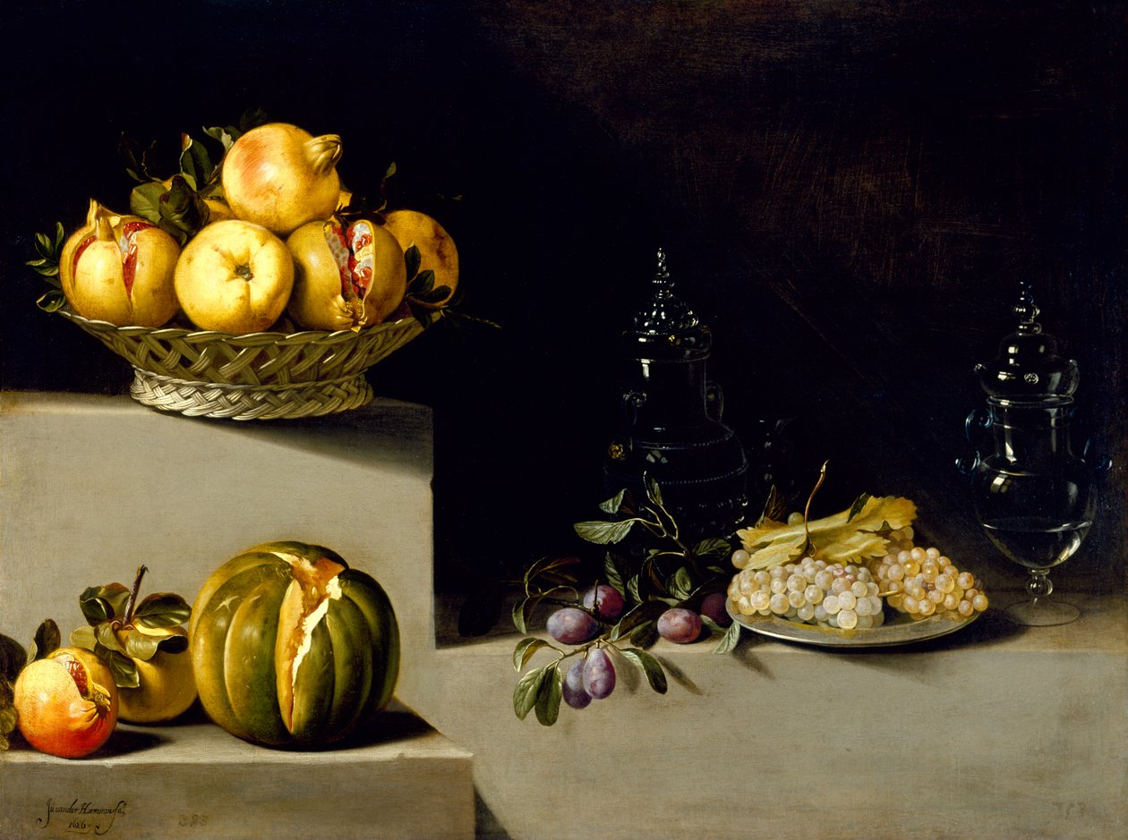Zátiší s ovocem a sklem, 1626 od Juan van der Hamen