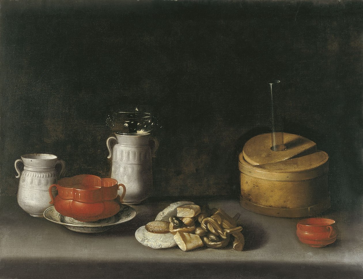 Zátiší s porcelánem a sladkostmi od Juan van der Hamen