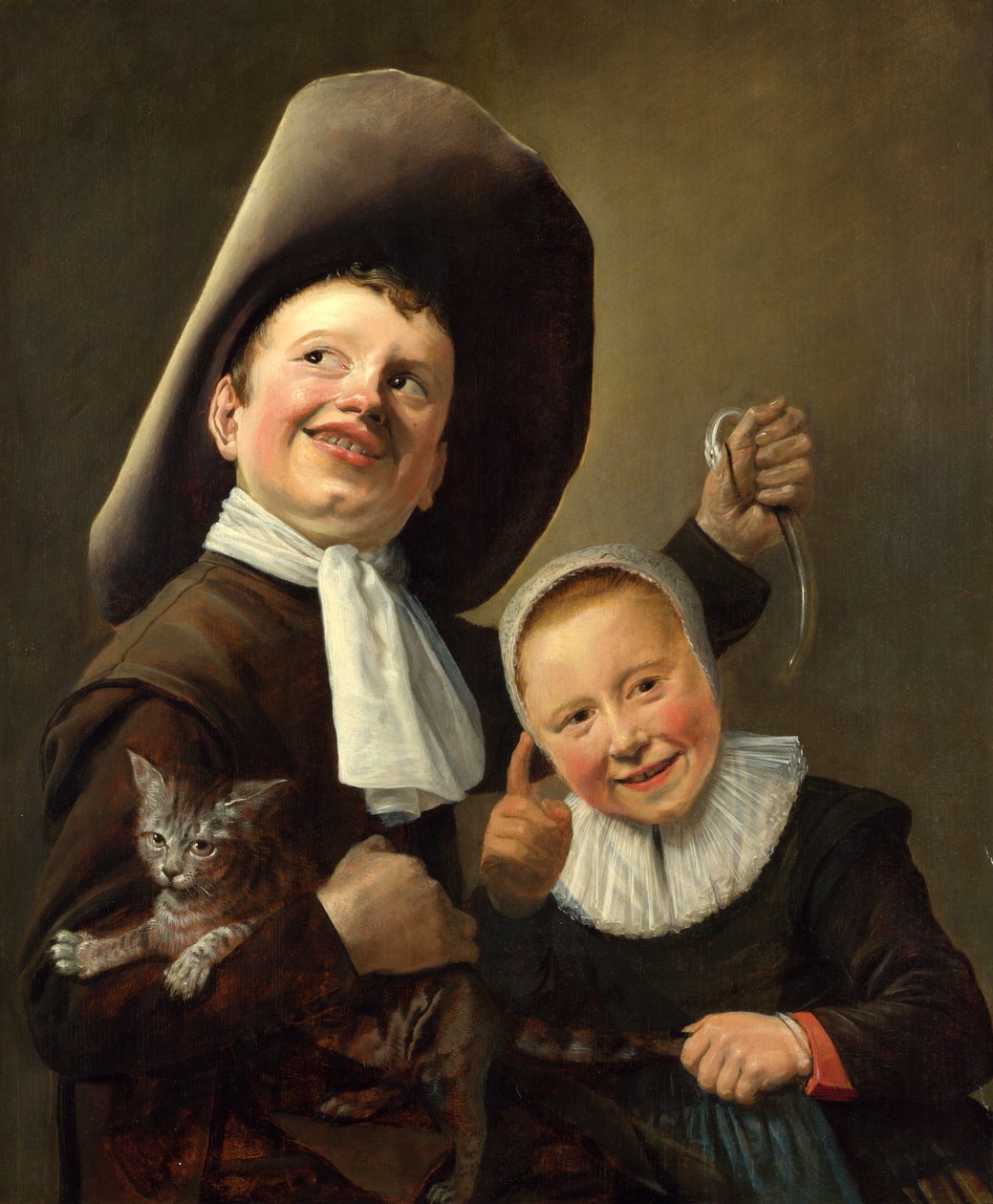 Chlapec a dívka s kočkou a úhořem od Judith Leyster