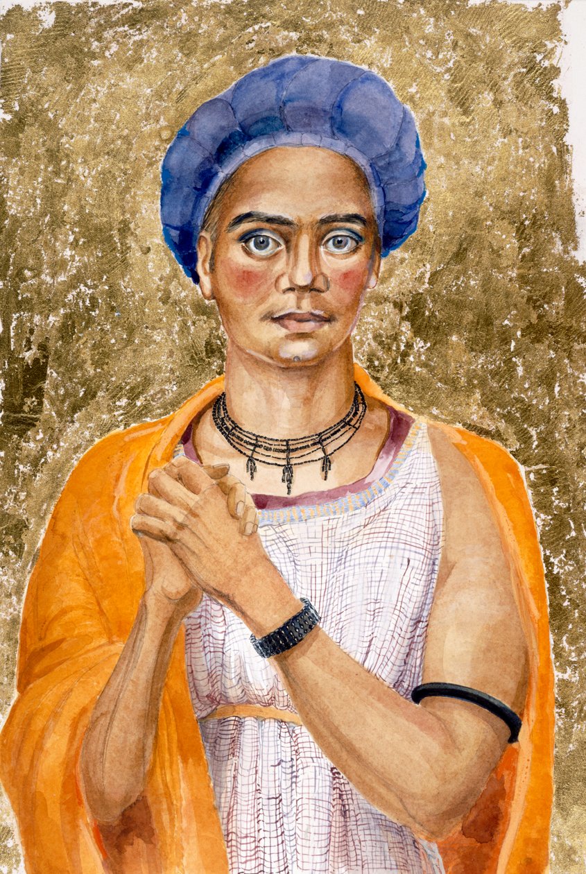 Muž zobrazený jako následovník Kybelé a Galla, pozdní Římané (akvarel na papíře) od Judith Dobie