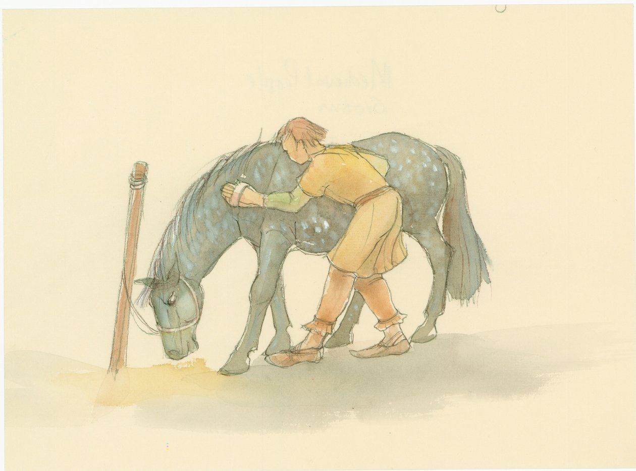 Středověký ženich kartáčující koně, 2004. od Judith Dobie