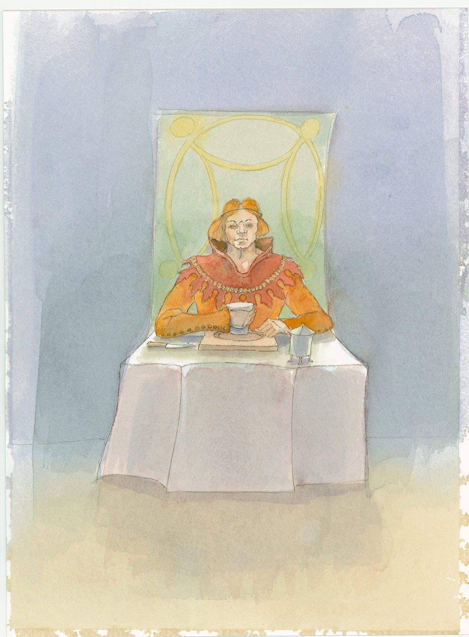 Středověký pán seděl u stolu, 2004. od Judith Dobie