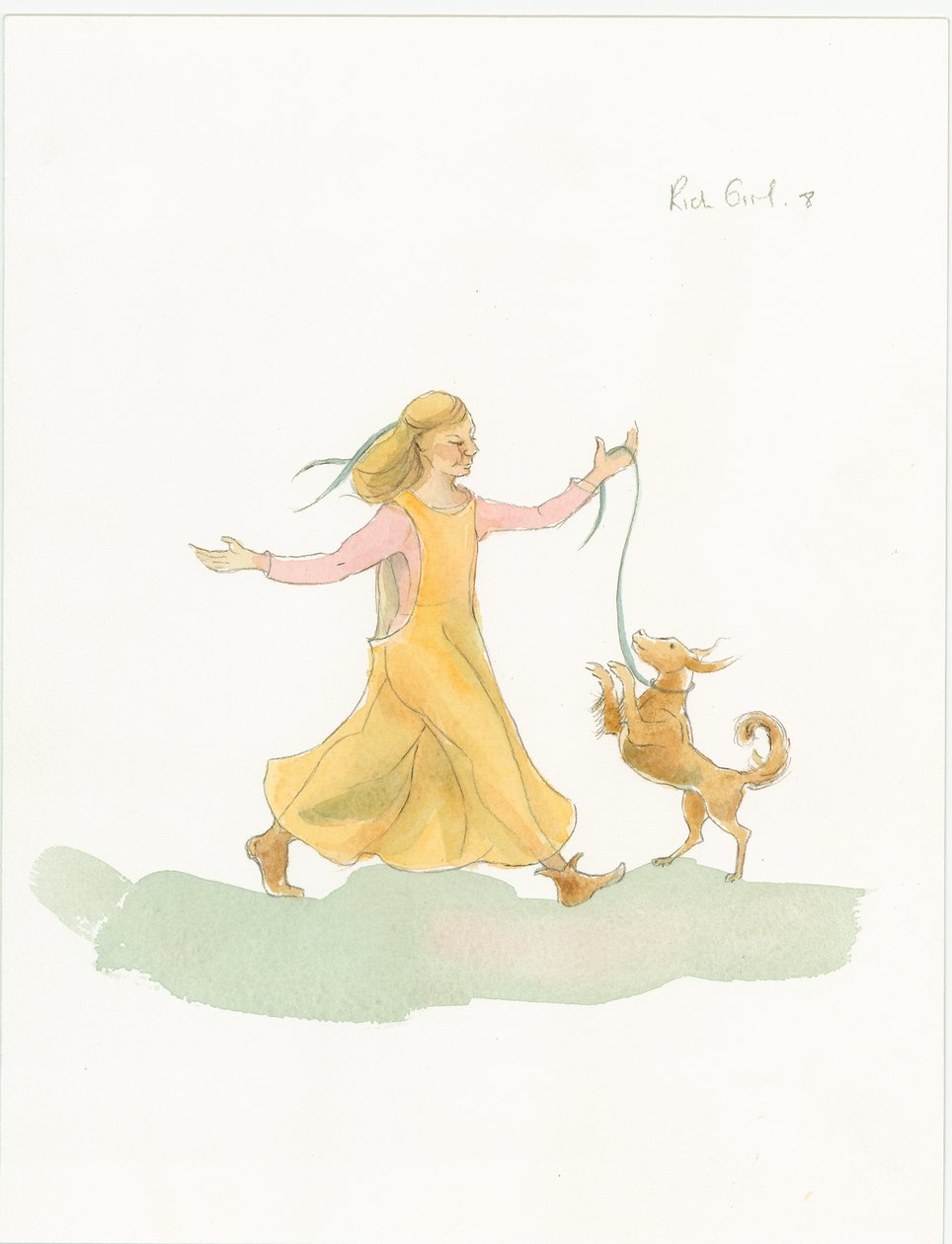 Středověká žena hrající si se psem, 2004. od Judith Dobie