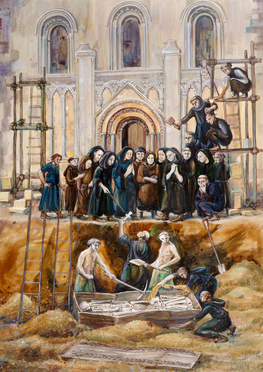 Exhumace Arthura a Guinivera v Glastonbury Abbey, Somerset, 1193 2010 od Judith Dobie