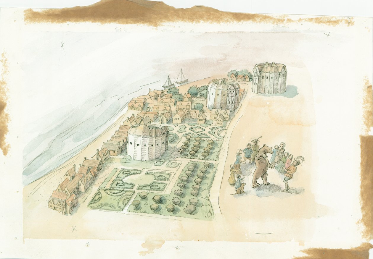 Hope Theatre, Rose Theatre a Globe Theatre, Southwark, Londýn, c1647 2016. od Judith Dobie