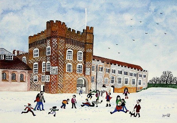 Farnham Castle, Surrey (akvarel na papíře) od Judy Joel