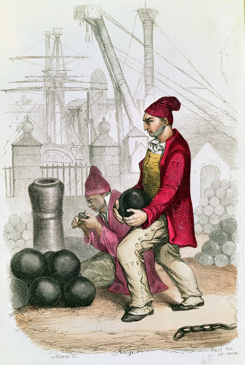 Odsouzený v Toulonské trestanecké kolonii, vyryl De Moraine, kolem roku 1845 od Jules Achille Noel