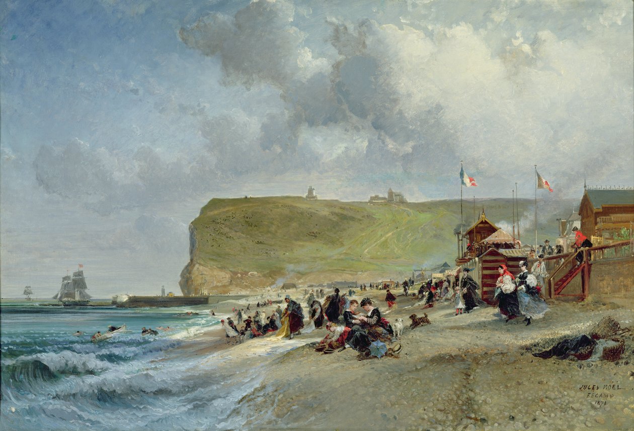 Krinolíny na pláži, Fecamp, 1871 od Jules Achille Noel
