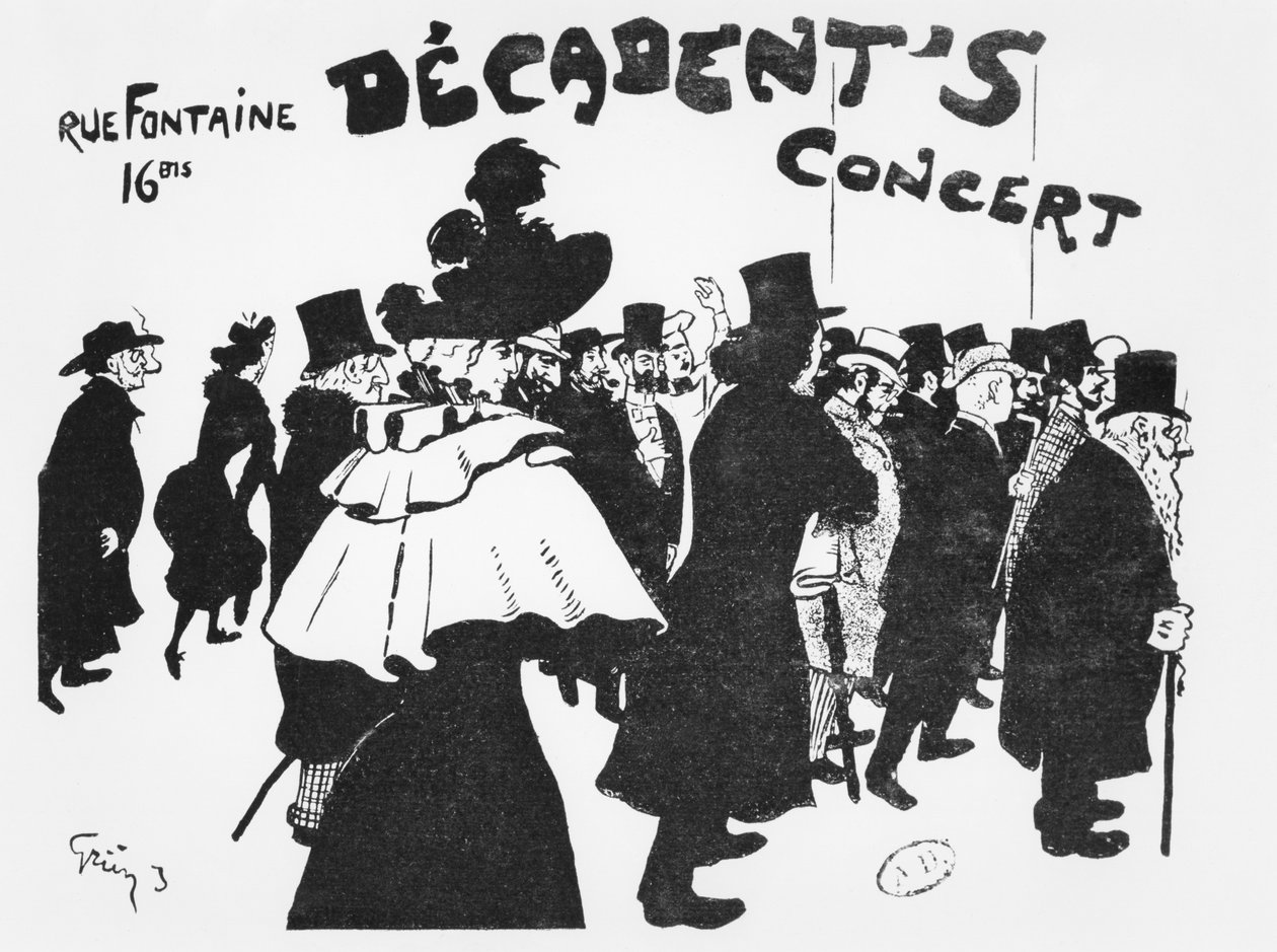 Plakát propagující koncert v Cafe des Decadents, 16bis rue Fontaine, Paříž, kolem roku 1900 od Jules Alexandre Gruen or Grun