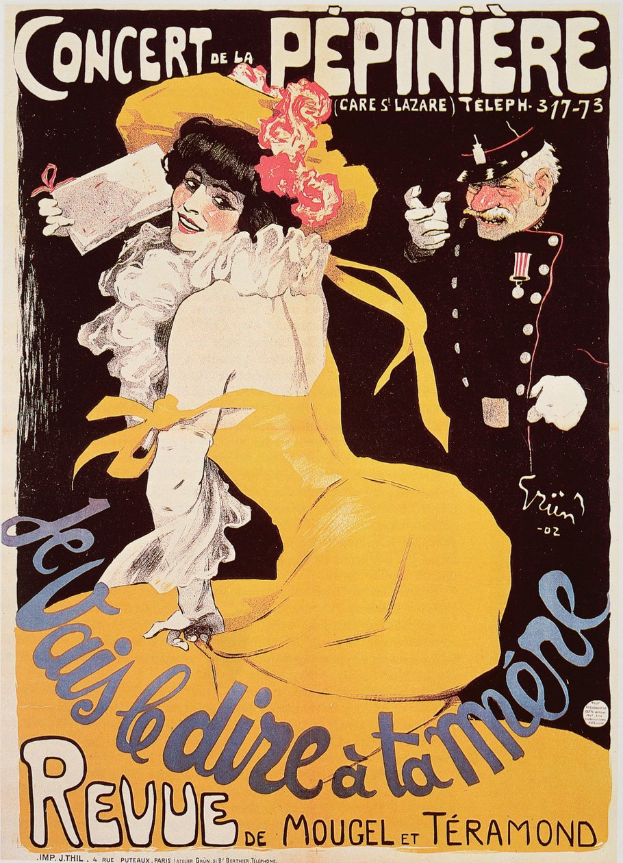 Plakát pro Concert de la Pepiniere, 1902 od Jules Alexandre Gruen or Grun
