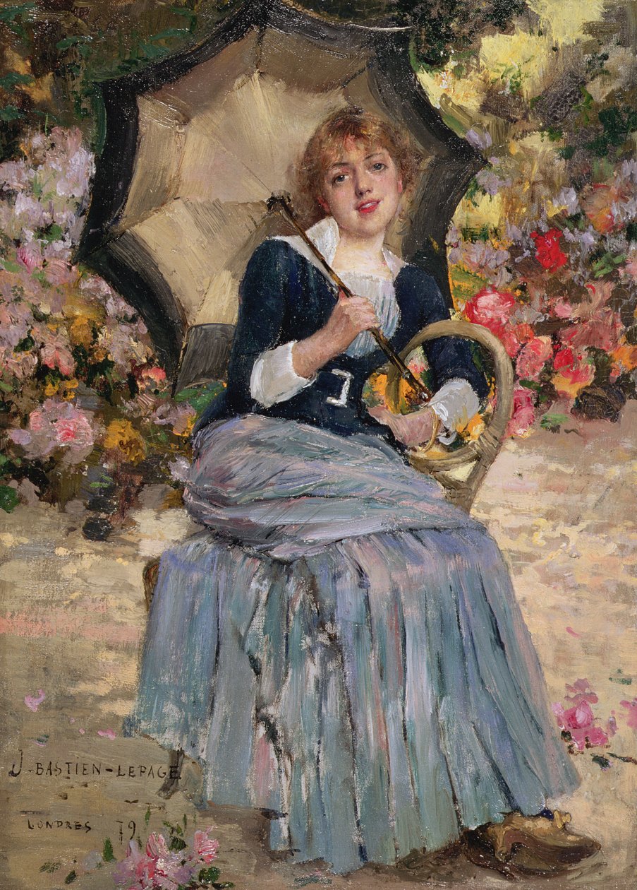 Dívka se slunečníkem, 1879 od Jules Bastien Lepage
