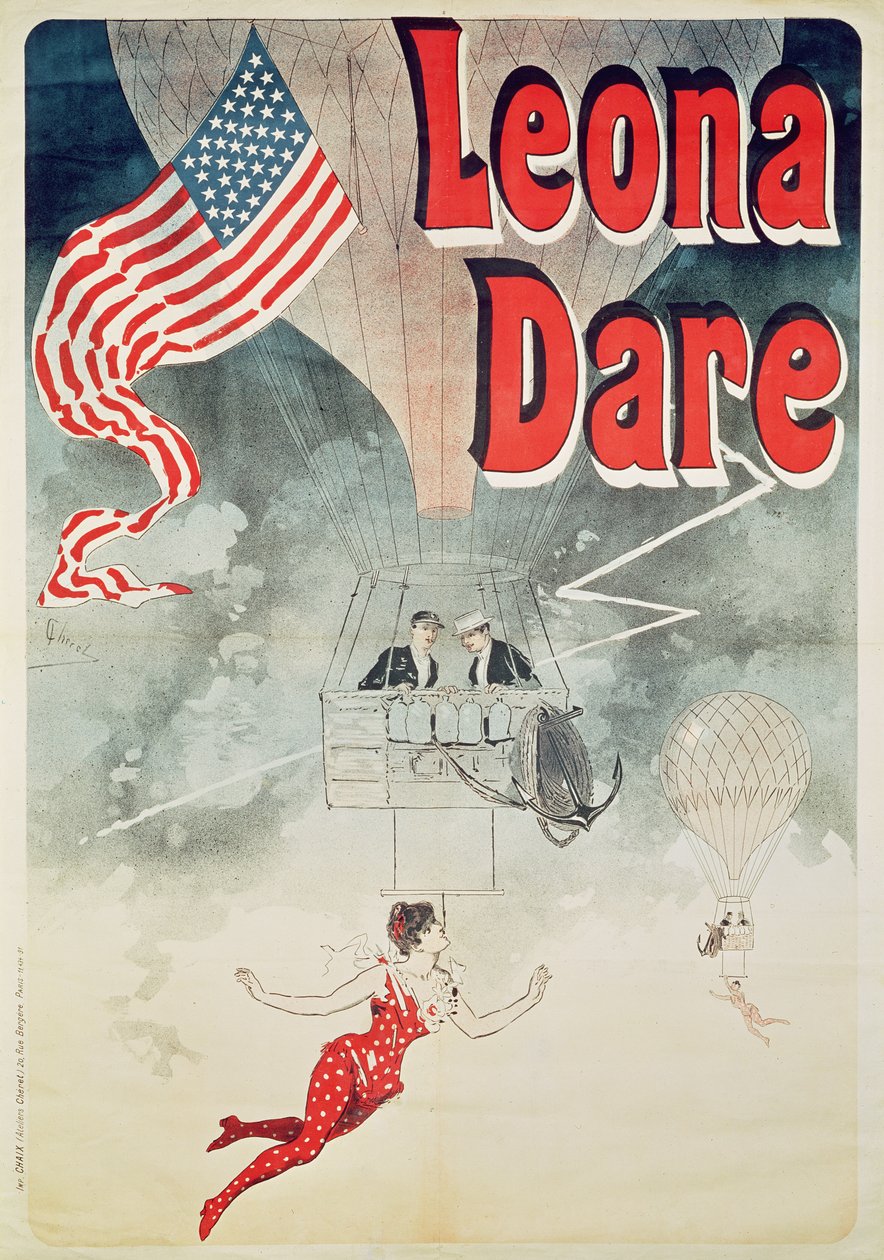 Let balónem: Plakát „Leona Dare“, 1890 od Jules Cheret