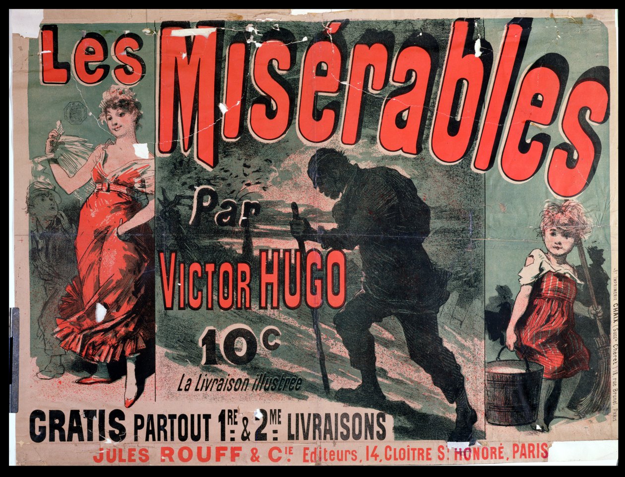 Plakát propagující vydání „Les Miserables“ od Victora Huga (1802-85) 1886 od Jules Cheret