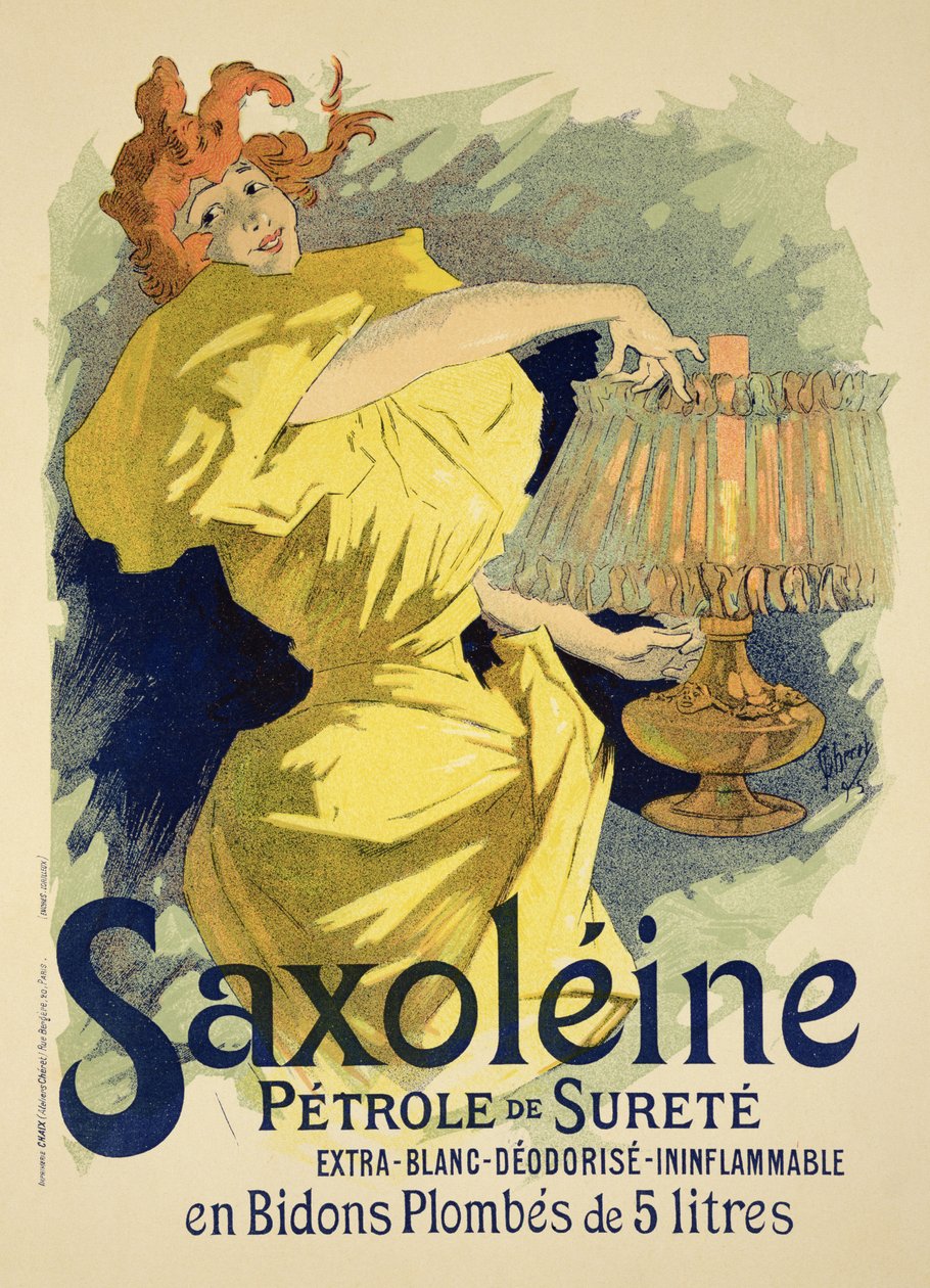 Reprodukce reklamního plakátu „Saxoleine“, bezpečný parafínový olej, 1896 od Jules Cheret