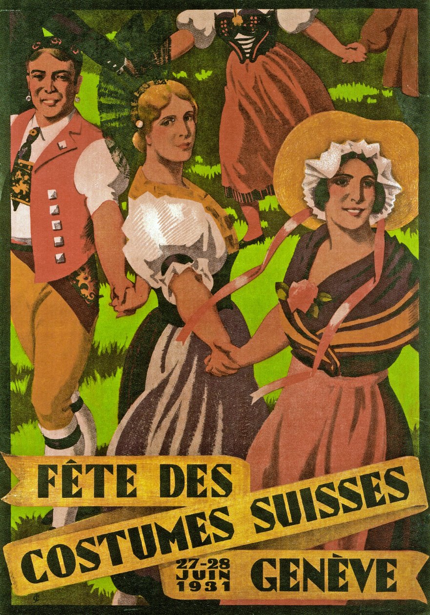 Plakátová reklama Fête des Costumes Suisse v Ženevě (1931) od Jules Courvoisier