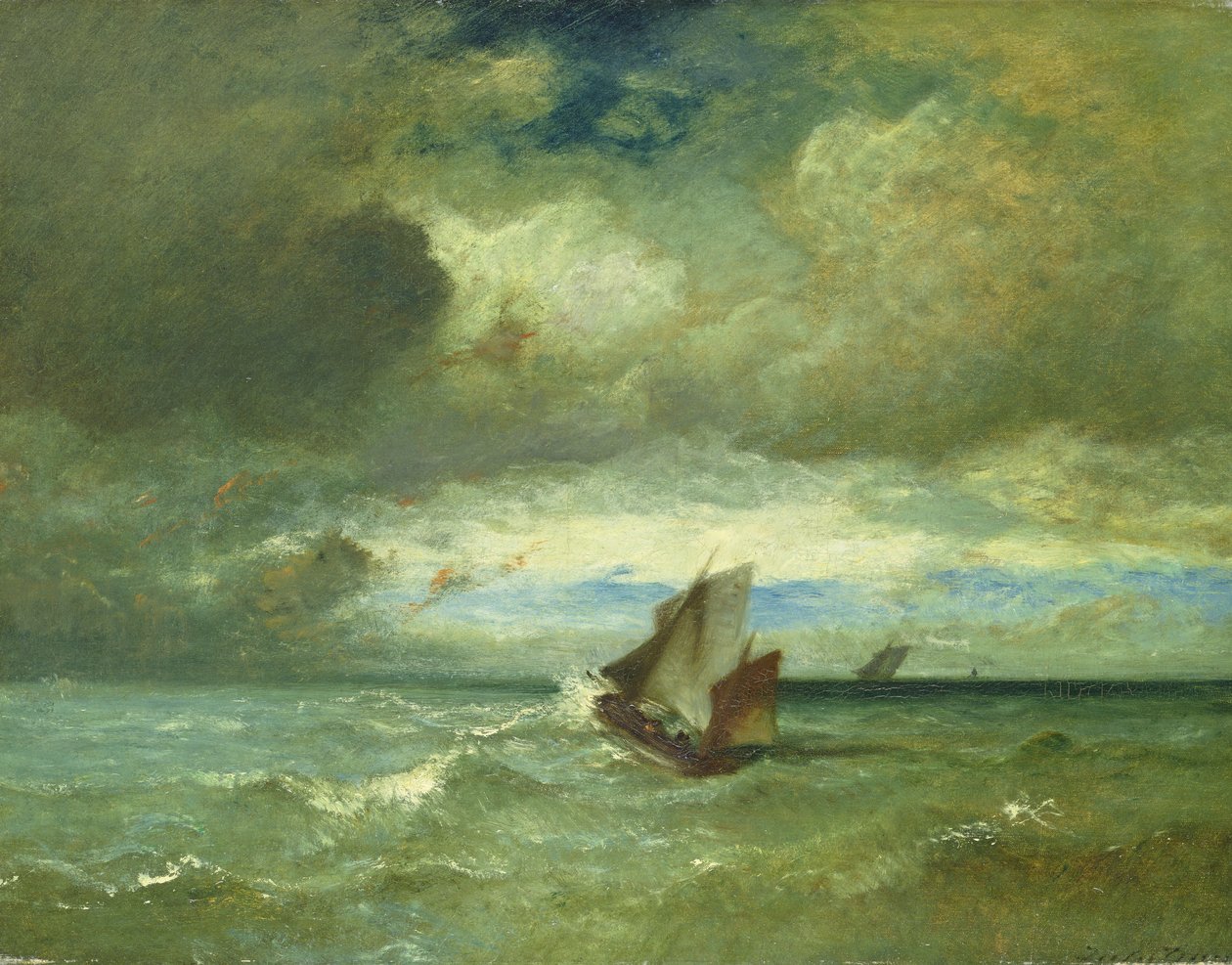 Rozbouřené moře, kolem roku 1870 od Jules Dupré