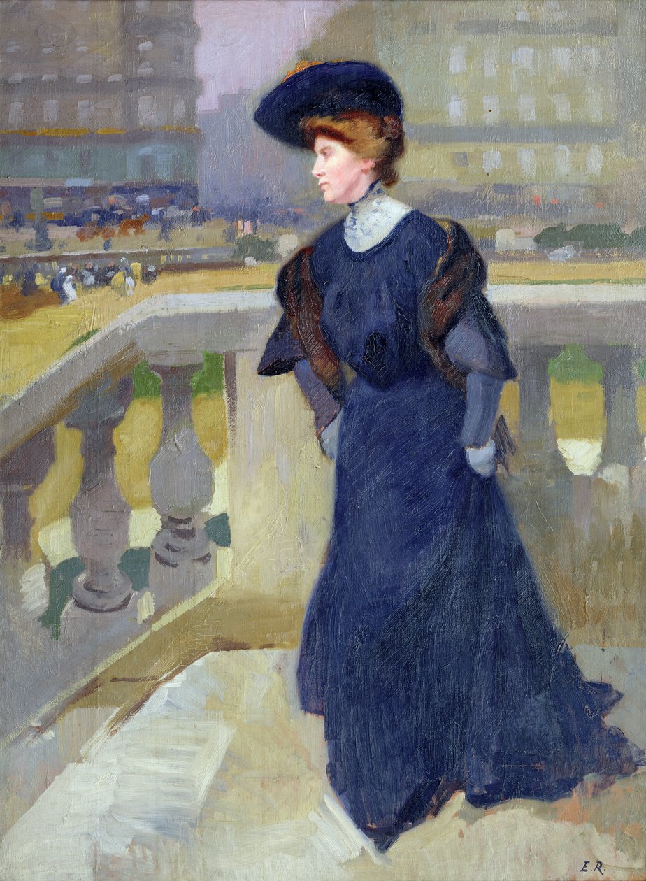 Madame Renoux na schodech kostela Nejsvětější Trojice, 1904 od Jules Ernest Renoux
