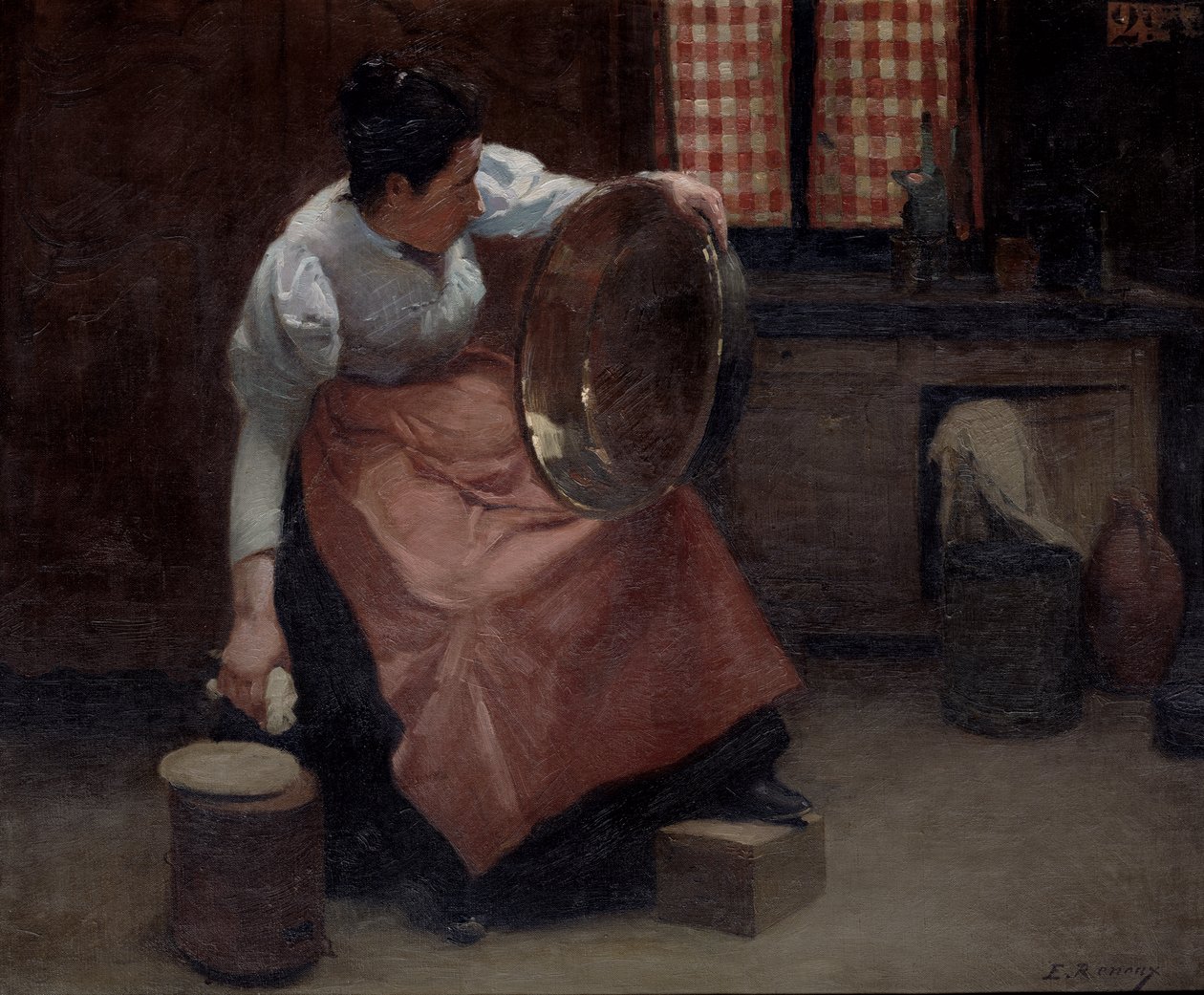 Žena praní od Jules Ernest Renoux