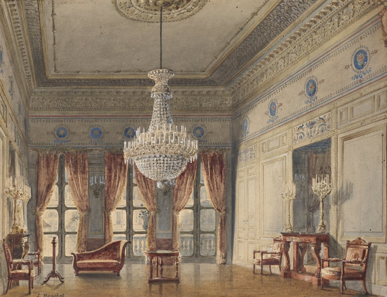Salon v Montpensierově křídle, Palais Royal od Jules Frédéric Bouchet