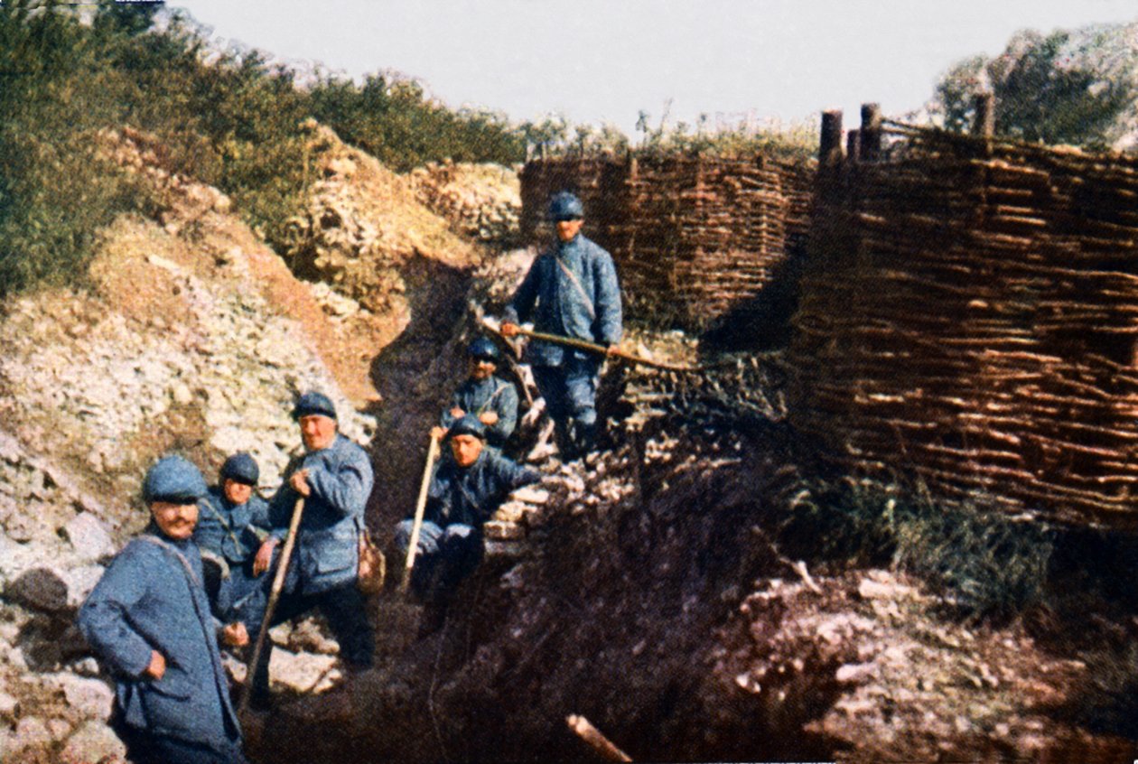 Francouzští vojáci před Voevre, bitva u Verdunu, září 1916 (autochrom) od Jules Gervais Courtellemont