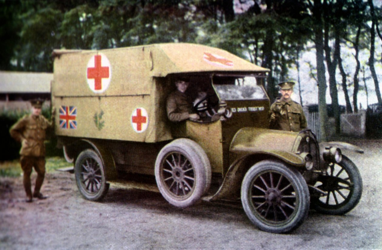 Nákladní auto Červeného kříže, Marne, září 1914 (autochrom) od Jules Gervais Courtellemont