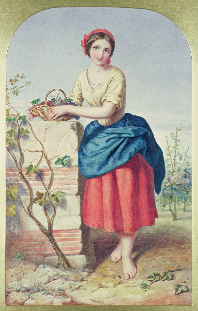 Dívka s košíkem hroznů, 1860 od Jules I Bouvier