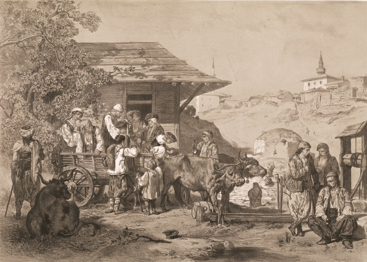 Bulhaři u Varny, tisk Lemercier, Paříž od Jules Joseph Augustin Laurens