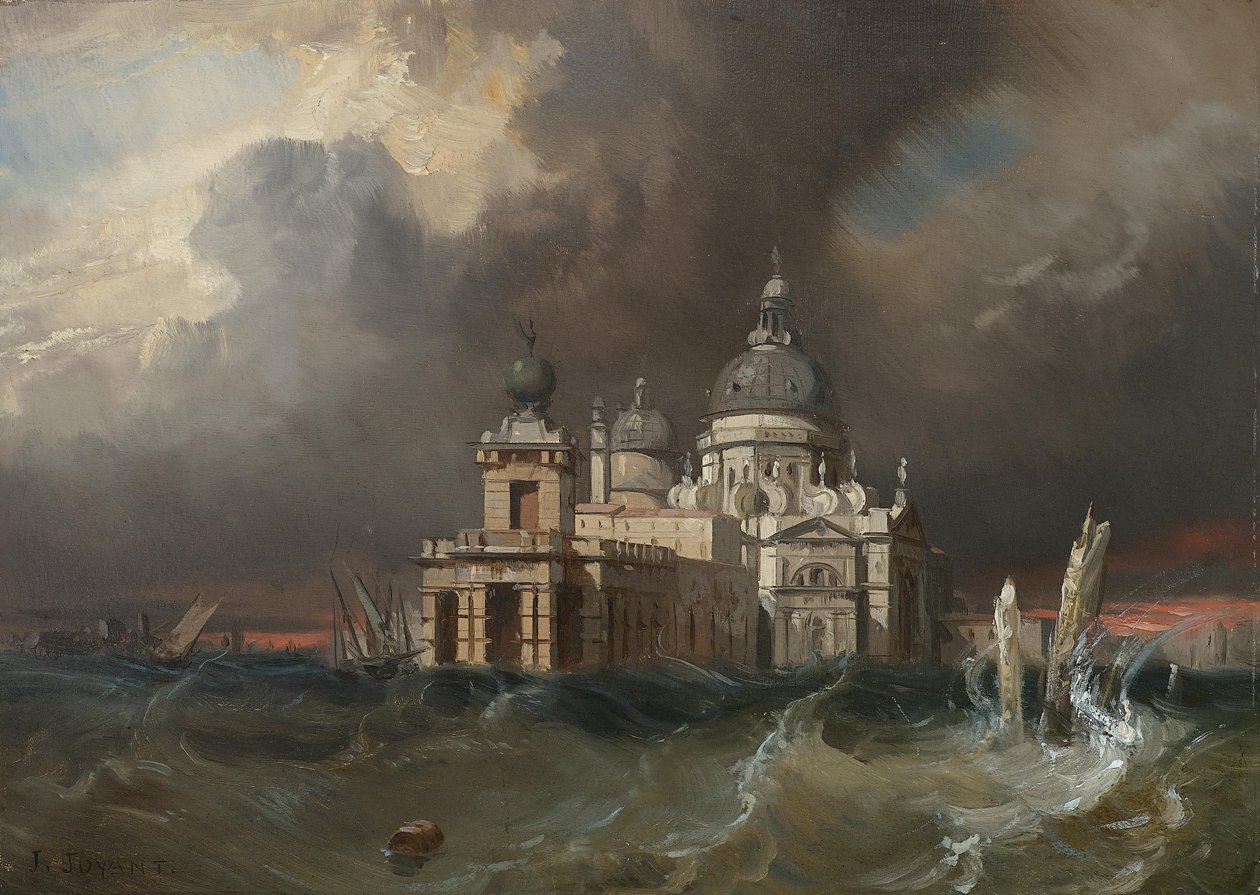 Bouře nad Santa Maria della Salute v Benátkách od Jules Romain Joyant