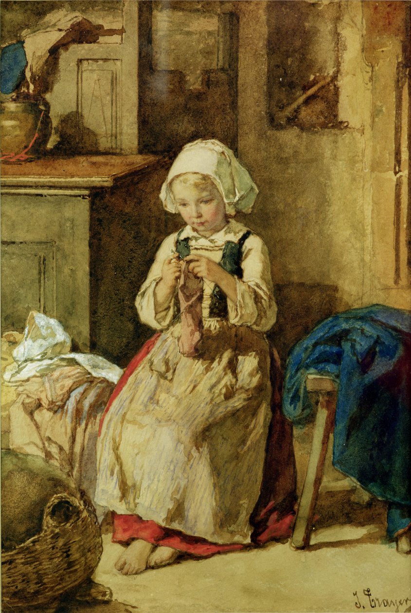 Mladá dívka šití od Jules Trayer
