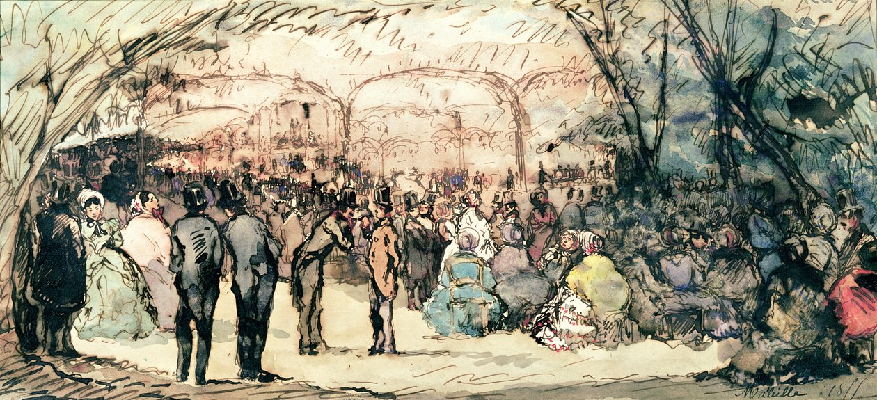 The Bal Mabille (pero a inkoust a wc na papíře) od Jules de Goncourt