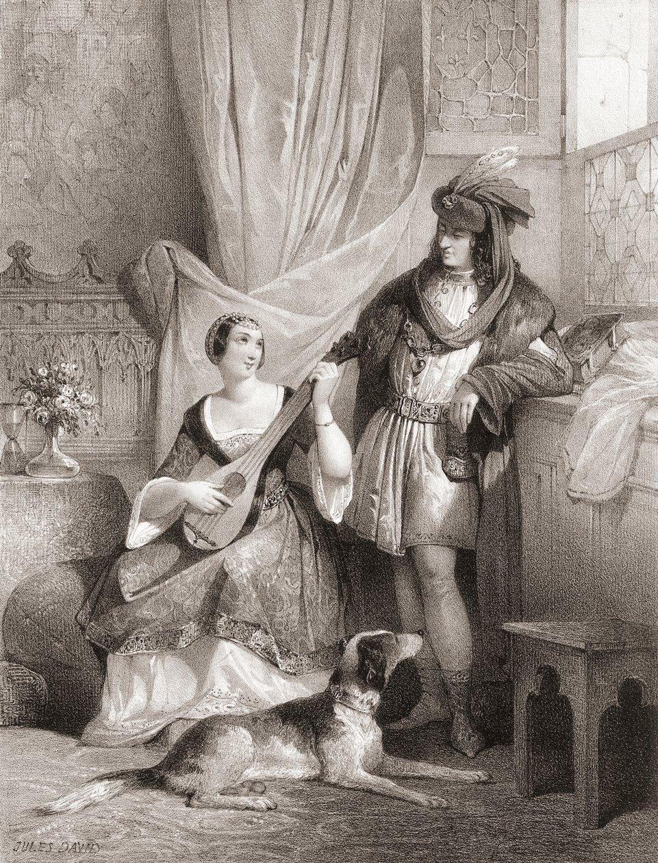 Francouzský král Karel VII. s Agnes Sorel od Jules (after) David
