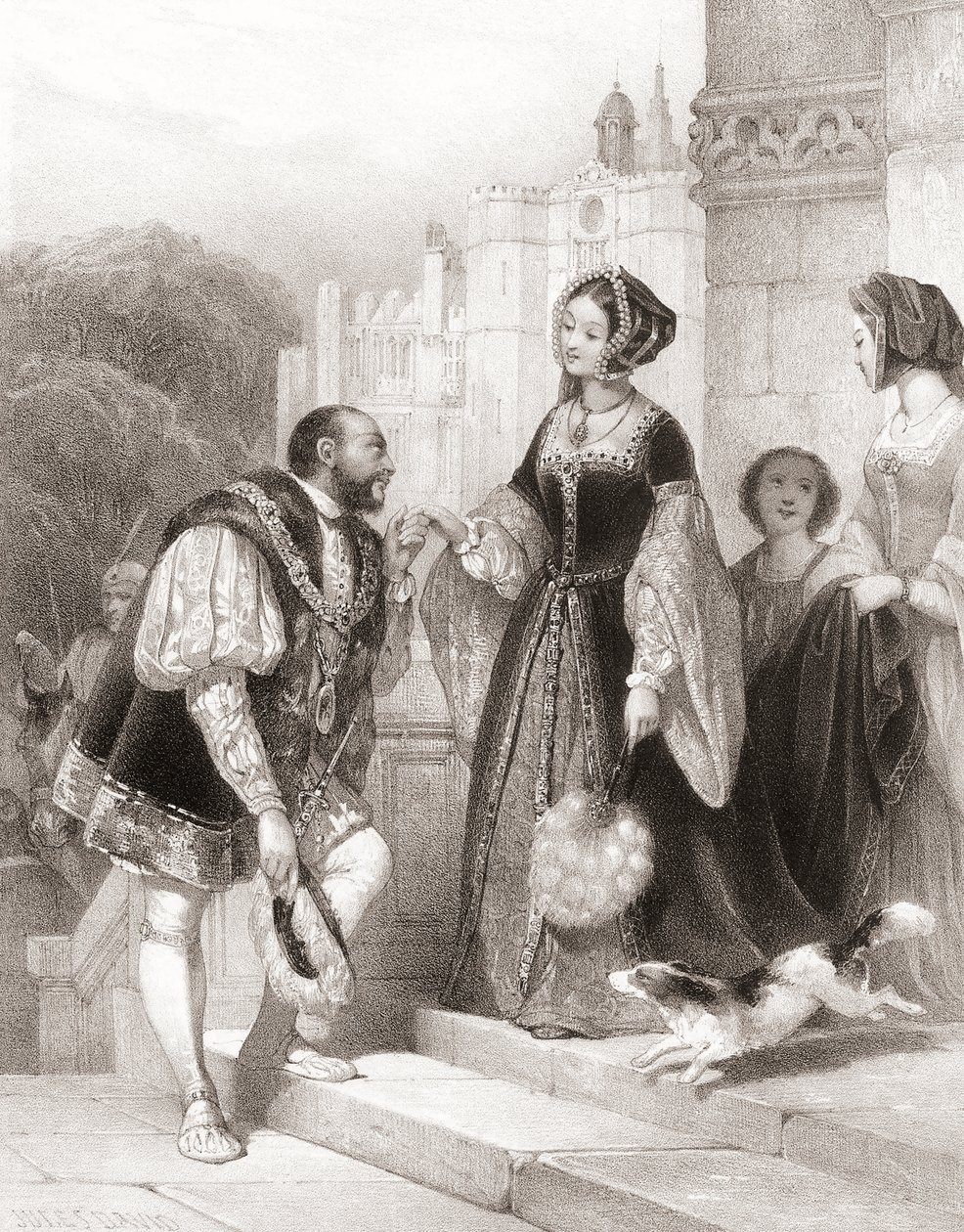 Anglický král Jindřich VIII. s Annou Boleynovou od Jules (after) David