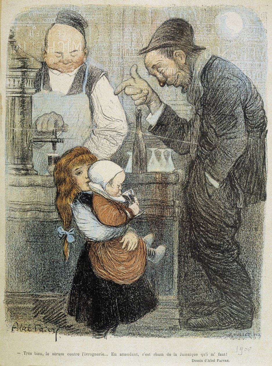 Dobře, sérum proti opilosti, mezitím potřebuji rum z jamaique! - dess. Abel Faivre (1864-1945) od Jules Abel Faivre