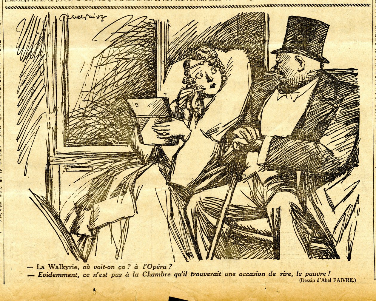 Upřímný, satirický v B&W od Jules Abel Faivre