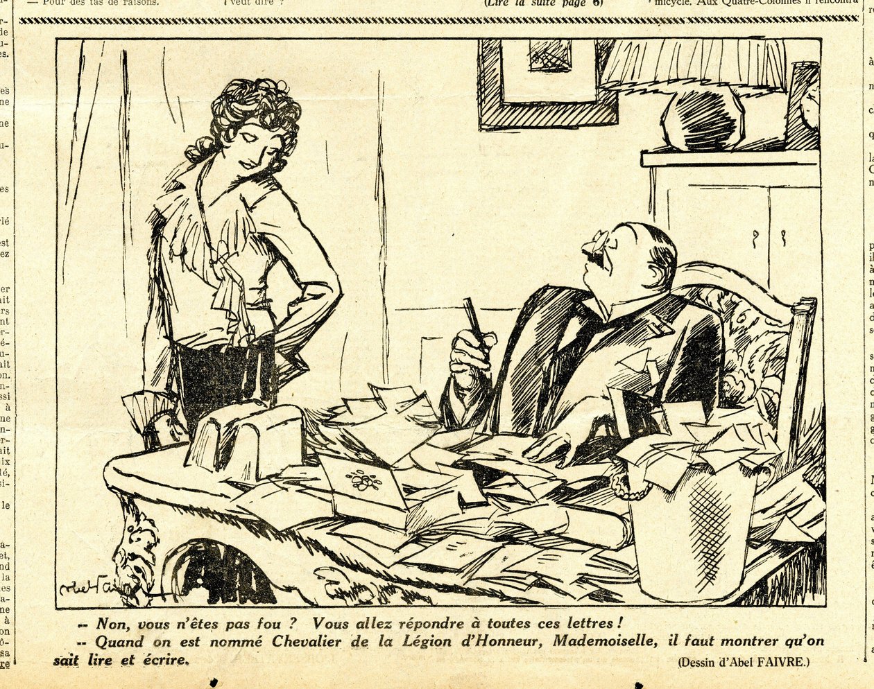 Upřímný, satirický v B&W od Jules Abel Faivre