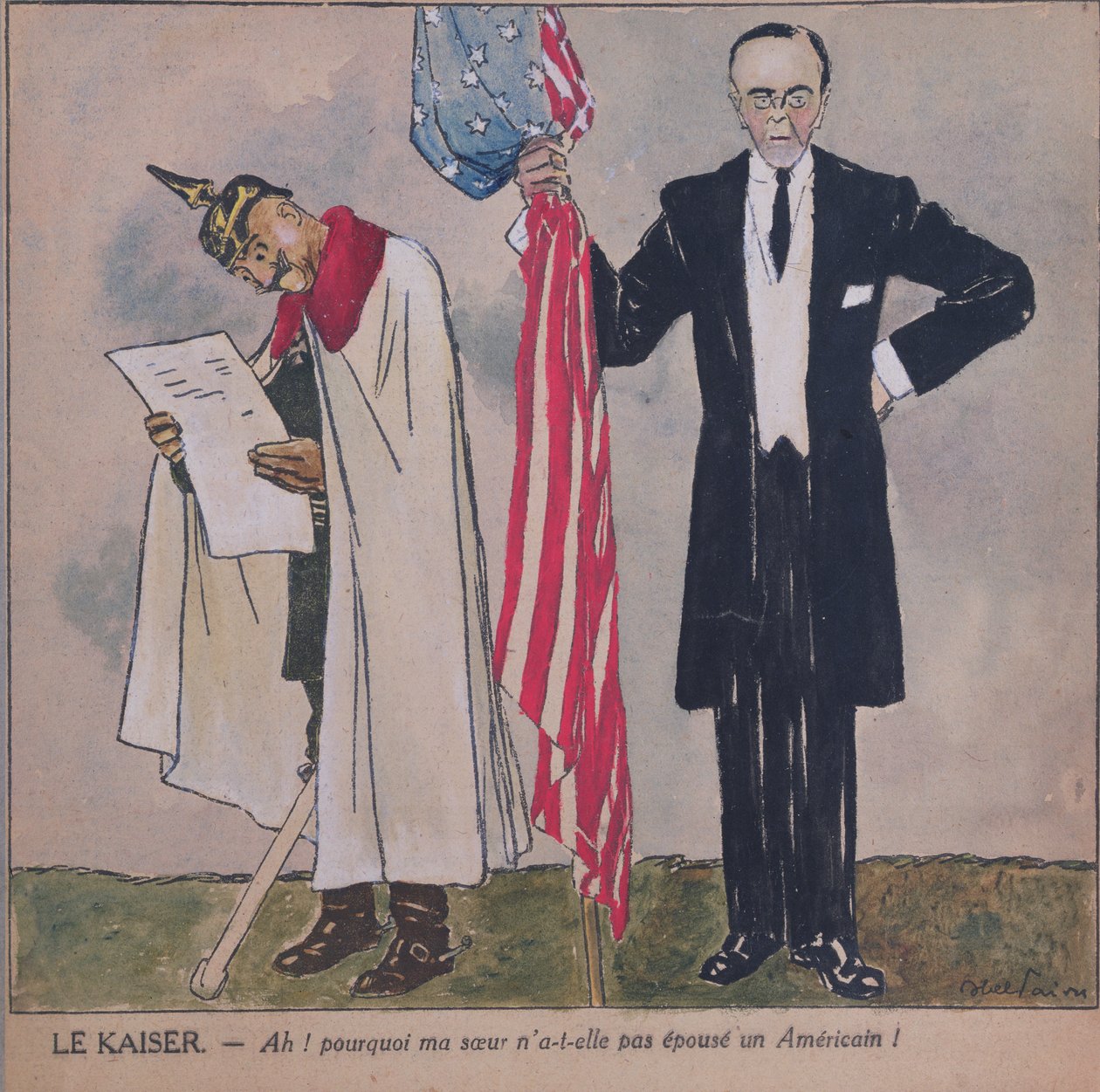 Prezident Woodrow Wilson (1856-1924) a císař Wilhelm II (1859-1941) kolem roku 1917 od Jules Abel Faivre